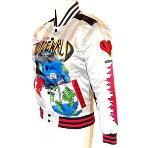Juice WRLD Satin Varsity Bomber Jacket Graphic Streetwear Quilted S Rare‎